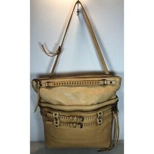 Joelle Hawkens Victory Folder Tan Leather Satchel Convertible Bag Purse READ